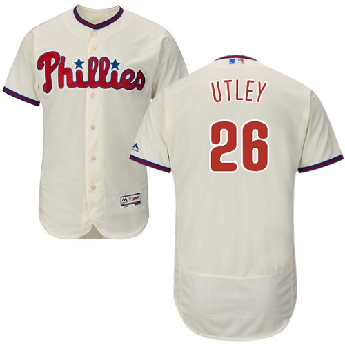 Phillies #26 Chase Utley Cream Flexbase Authentic Collection Stitched MLB Jersey - Click Image to Close